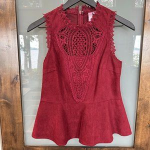 Velvet Burgundy Peplum Tank